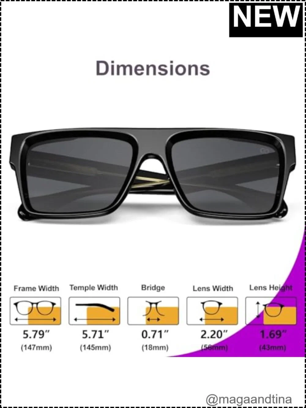 Oversized Square Flat Top Sunglasses TR90 UV400